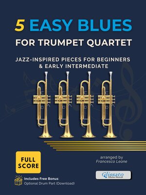 cover image of 5 Easy Blues for Trumpet Quartet &#8211; Full Score + Bonus Drum Part